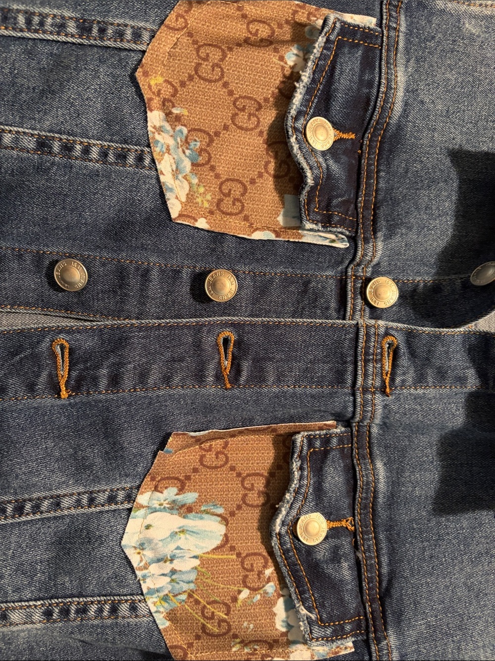 Upcycled GUCCI- like  denim jacket! Size S - Picture 2 of 3
